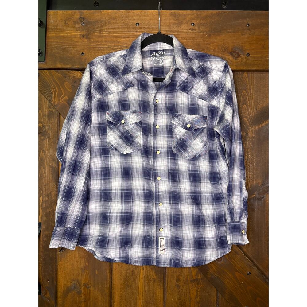Arizona Jean Company women’s  medium plaid western pearl snap shirt